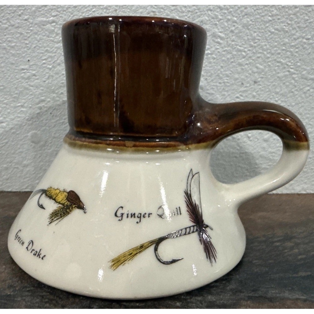 Vintage 1984 Feltman Langer McGinty Fly Fishing Mug Porcelain California 10 Oz